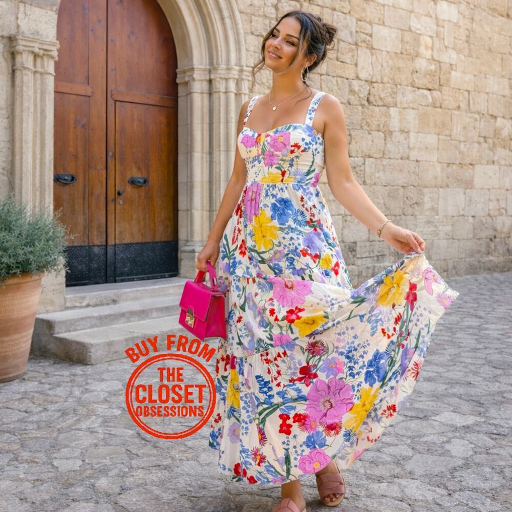 Zara NWT Floral Cotton Midi Dress Sold Out Blogger Favorite Vacation M L - Picture 13 of 16